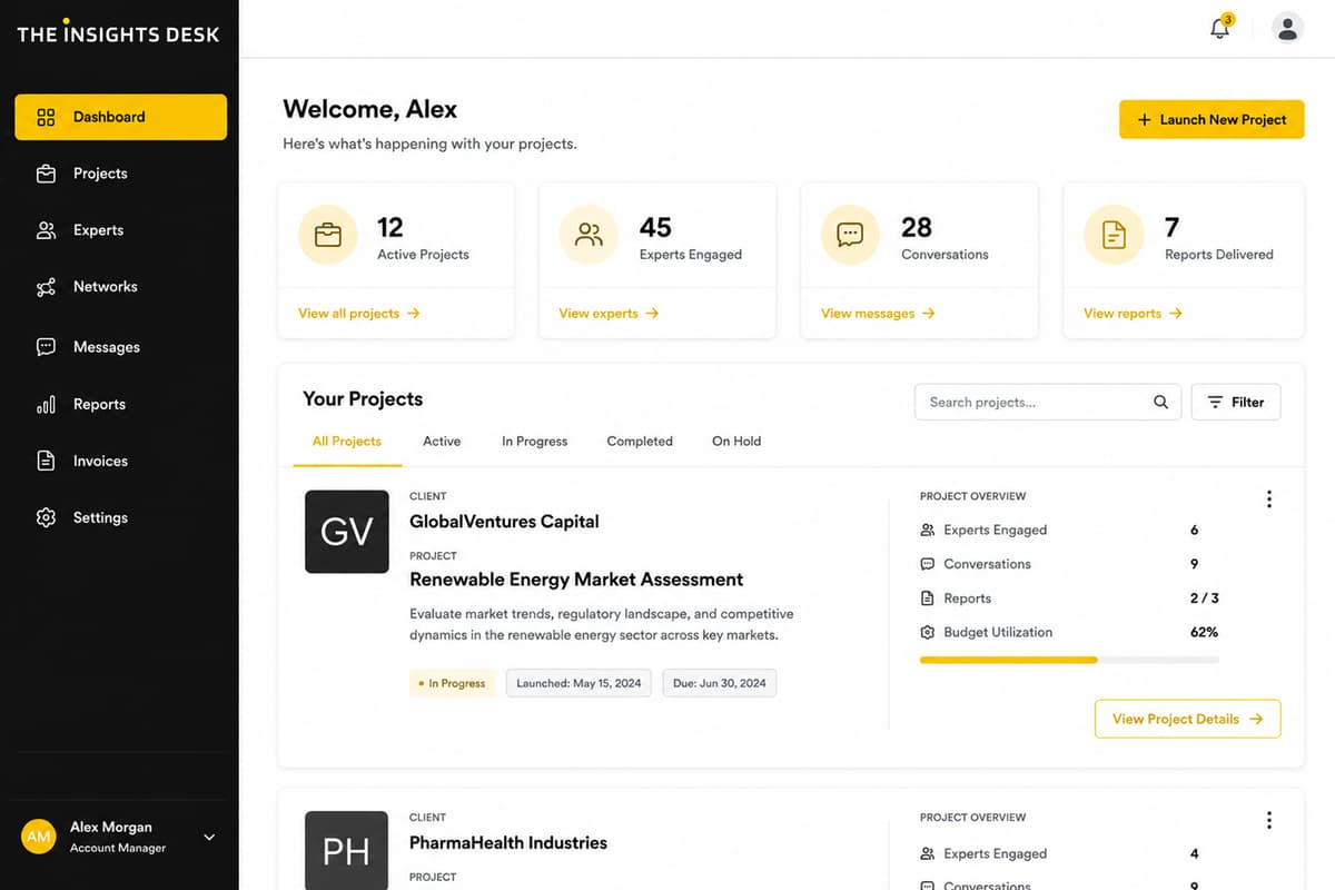 Expert recruitment technology platform dashboard illustration